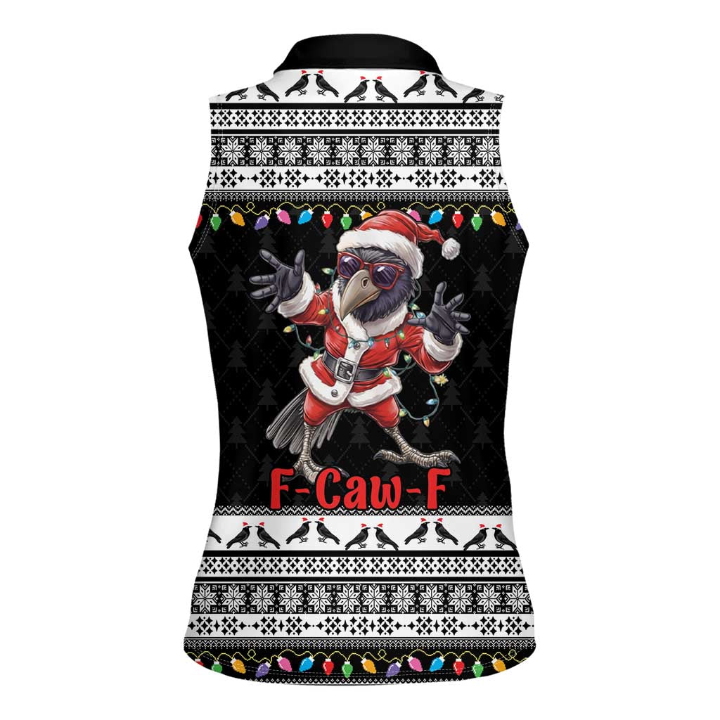 F Caw F Raven Christmas Women Sleeveless Polo Shirt Funny Santa Crow - Wonder Print Shop