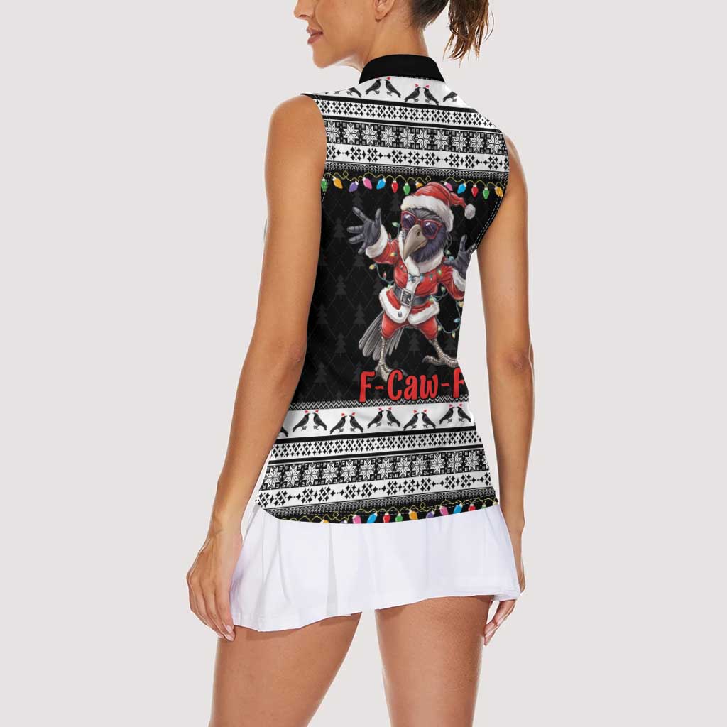 F Caw F Raven Christmas Women Sleeveless Polo Shirt Funny Santa Crow - Wonder Print Shop