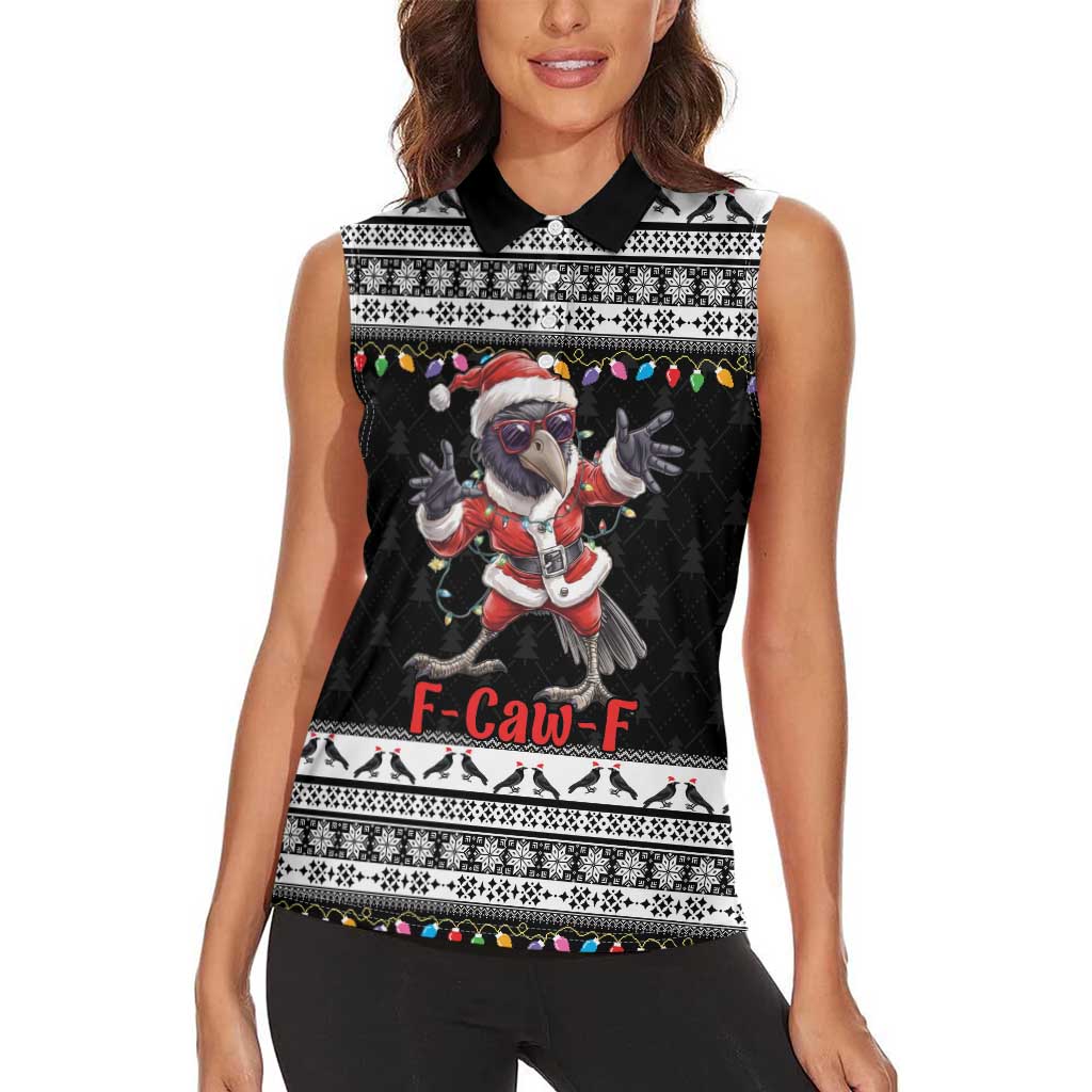 F Caw F Raven Christmas Women Sleeveless Polo Shirt Funny Santa Crow - Wonder Print Shop