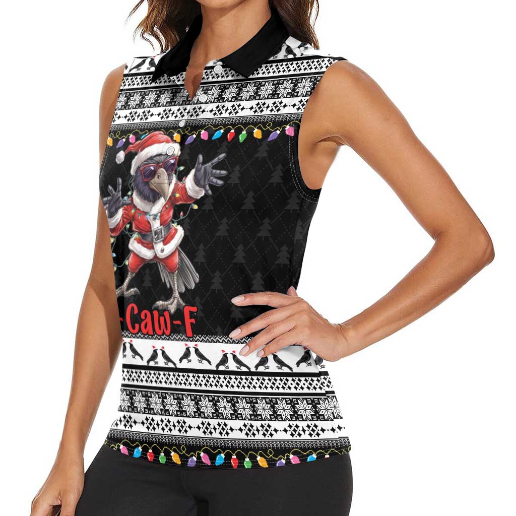 F Caw F Raven Christmas Women Sleeveless Polo Shirt Funny Santa Crow - Wonder Print Shop