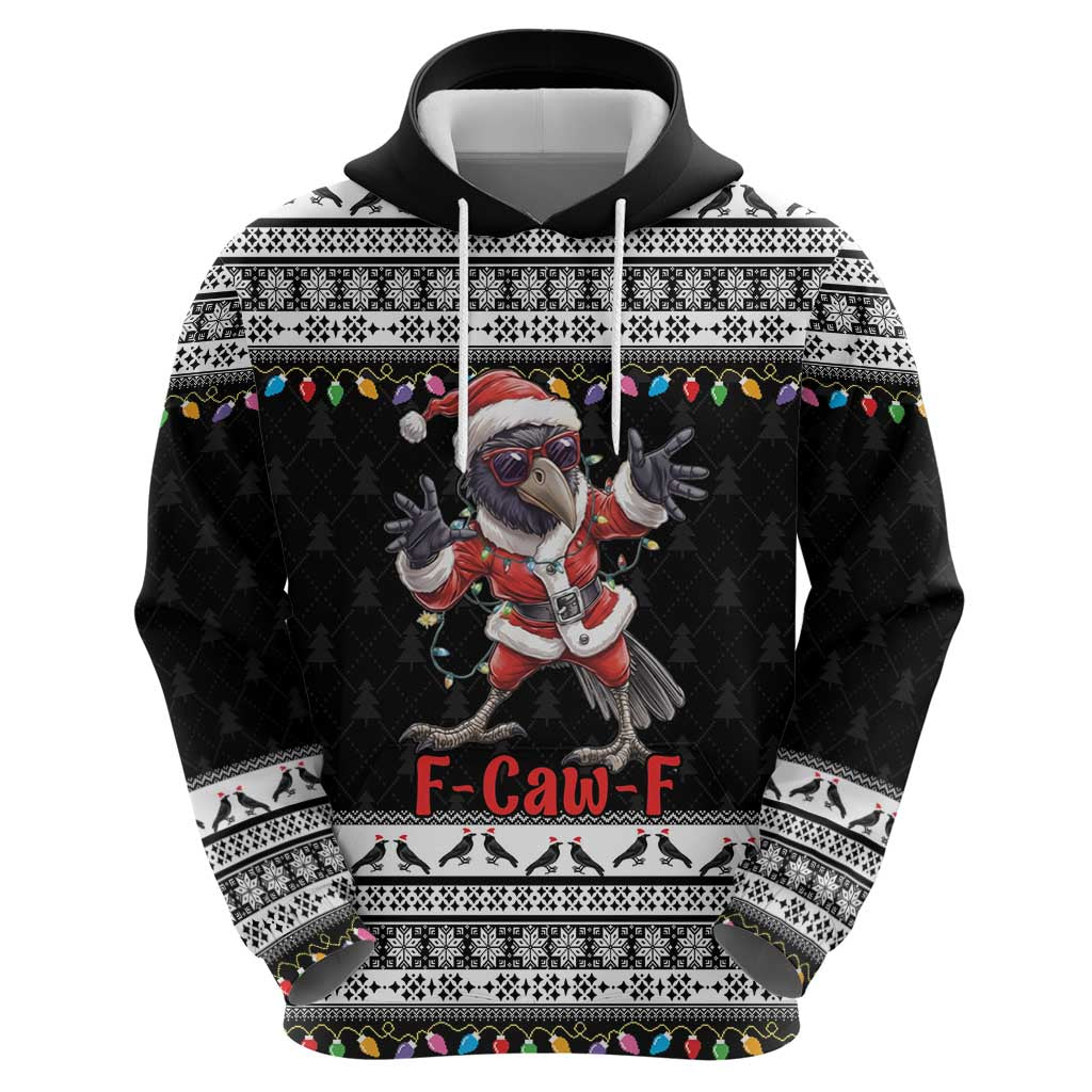 F Caw F Raven Christmas Zip Hoodie Funny Santa Crow - Wonder Print Shop