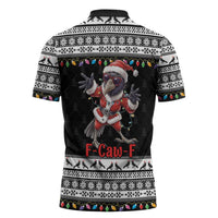 F Caw F Raven Christmas Zipper Polo Shirt Funny Santa Crow - Wonder Print Shop