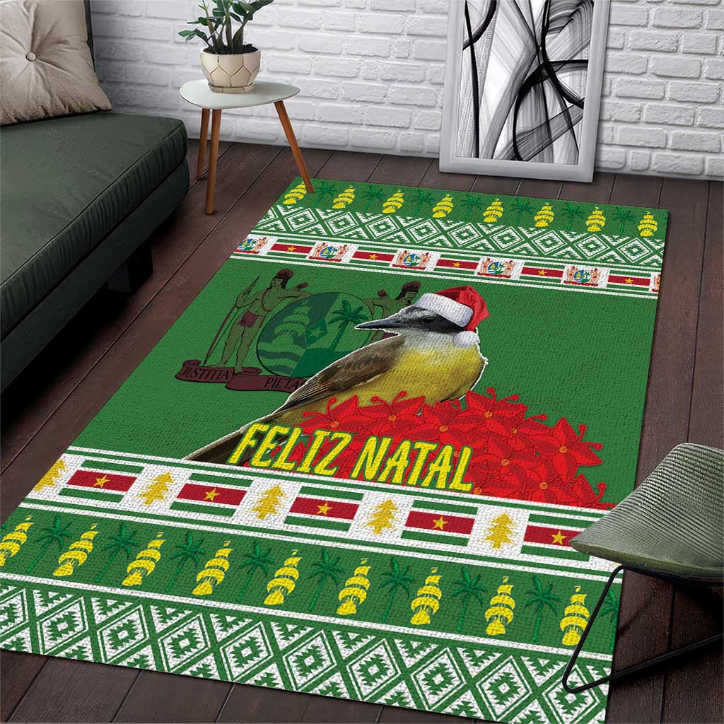 Suriname Christmas Area Rug Lesser Kiskadee With White Jungle Geranium - Wonder Print Shop