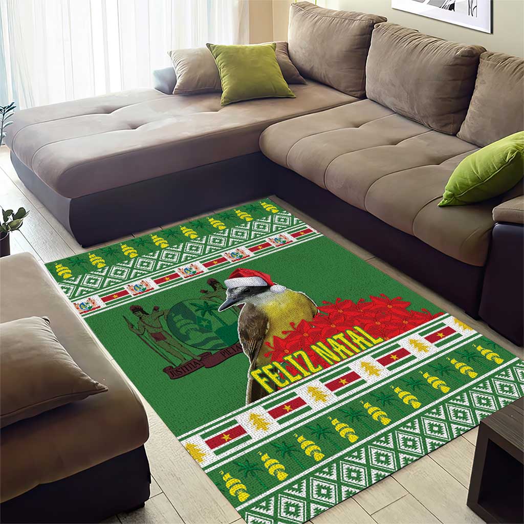 Suriname Christmas Area Rug Lesser Kiskadee With White Jungle Geranium - Wonder Print Shop