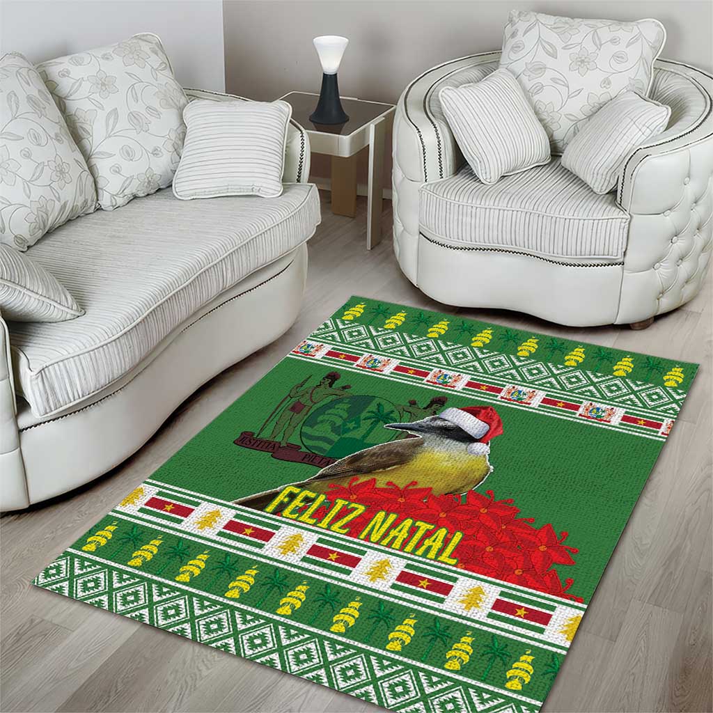 Suriname Christmas Area Rug Lesser Kiskadee With White Jungle Geranium - Wonder Print Shop