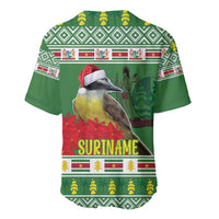 Suriname Christmas Baseball Jersey Lesser Kiskadee With White Jungle Geranium - Wonder Print Shop