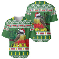 Suriname Christmas Baseball Jersey Lesser Kiskadee With White Jungle Geranium - Wonder Print Shop