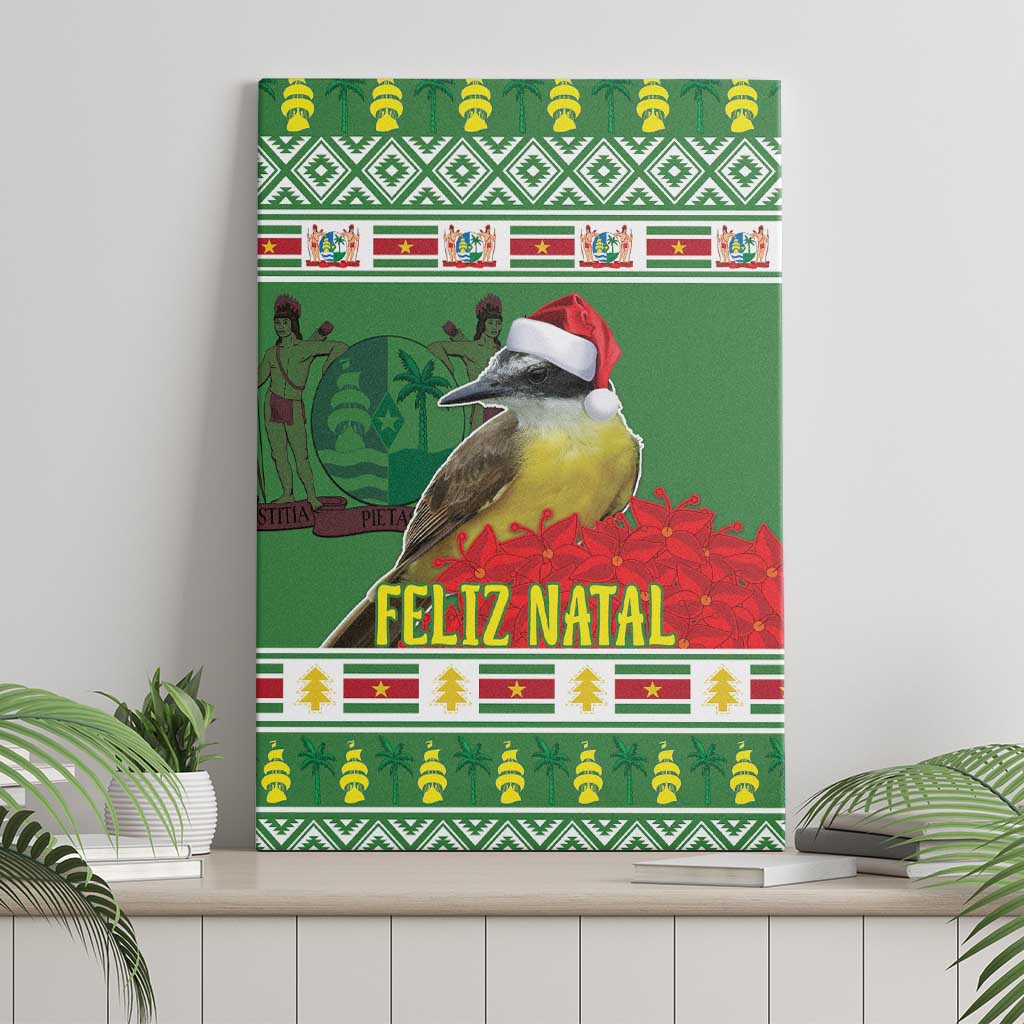 Suriname Christmas Canvas Wall Art Lesser Kiskadee With White Jungle Geranium - Wonder Print Shop