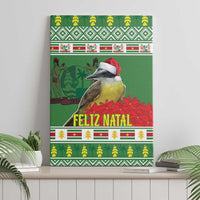 Suriname Christmas Canvas Wall Art Lesser Kiskadee With White Jungle Geranium - Wonder Print Shop