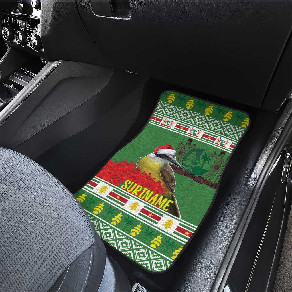 Suriname Christmas Car Mats Lesser Kiskadee With White Jungle Geranium - Wonder Print Shop