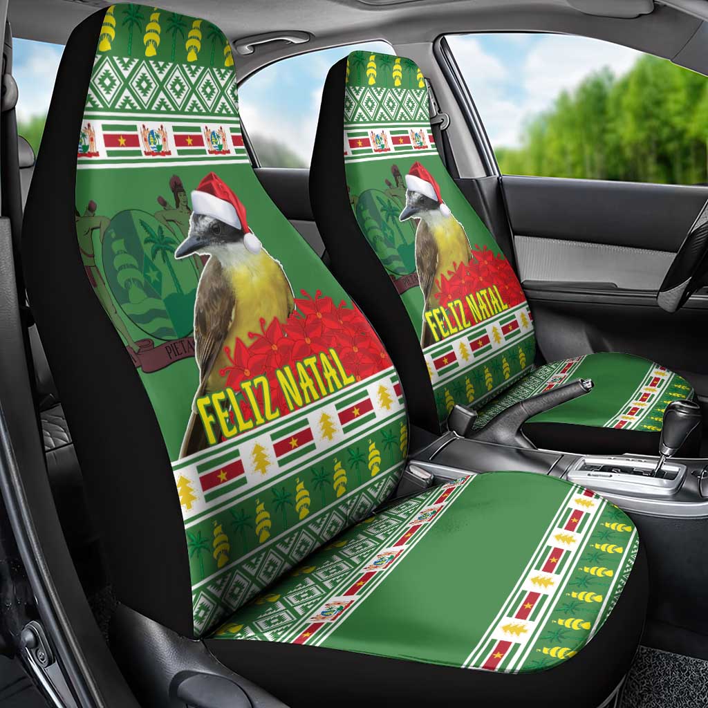 Suriname Christmas Car Seat Cover Lesser Kiskadee With White Jungle Geranium - Wonder Print Shop