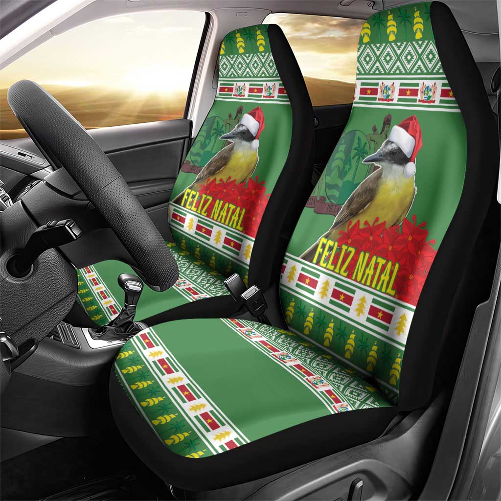 Suriname Christmas Car Seat Cover Lesser Kiskadee With White Jungle Geranium - Wonder Print Shop