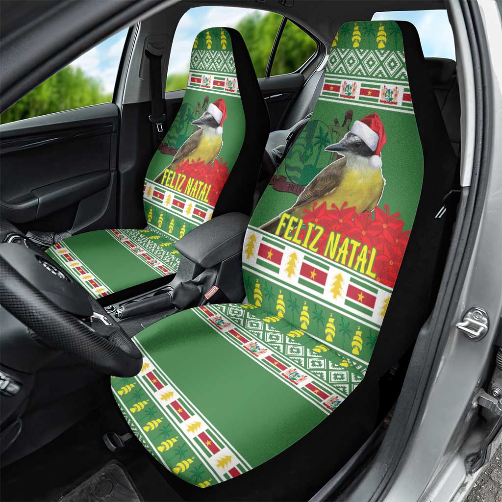 Suriname Christmas Car Seat Cover Lesser Kiskadee With White Jungle Geranium - Wonder Print Shop