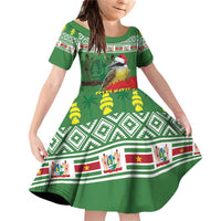 Suriname Christmas Family Matching Off Shoulder Short Dress and Hawaiian Shirt Lesser Kiskadee With White Jungle Geranium - Wonder Print Shop