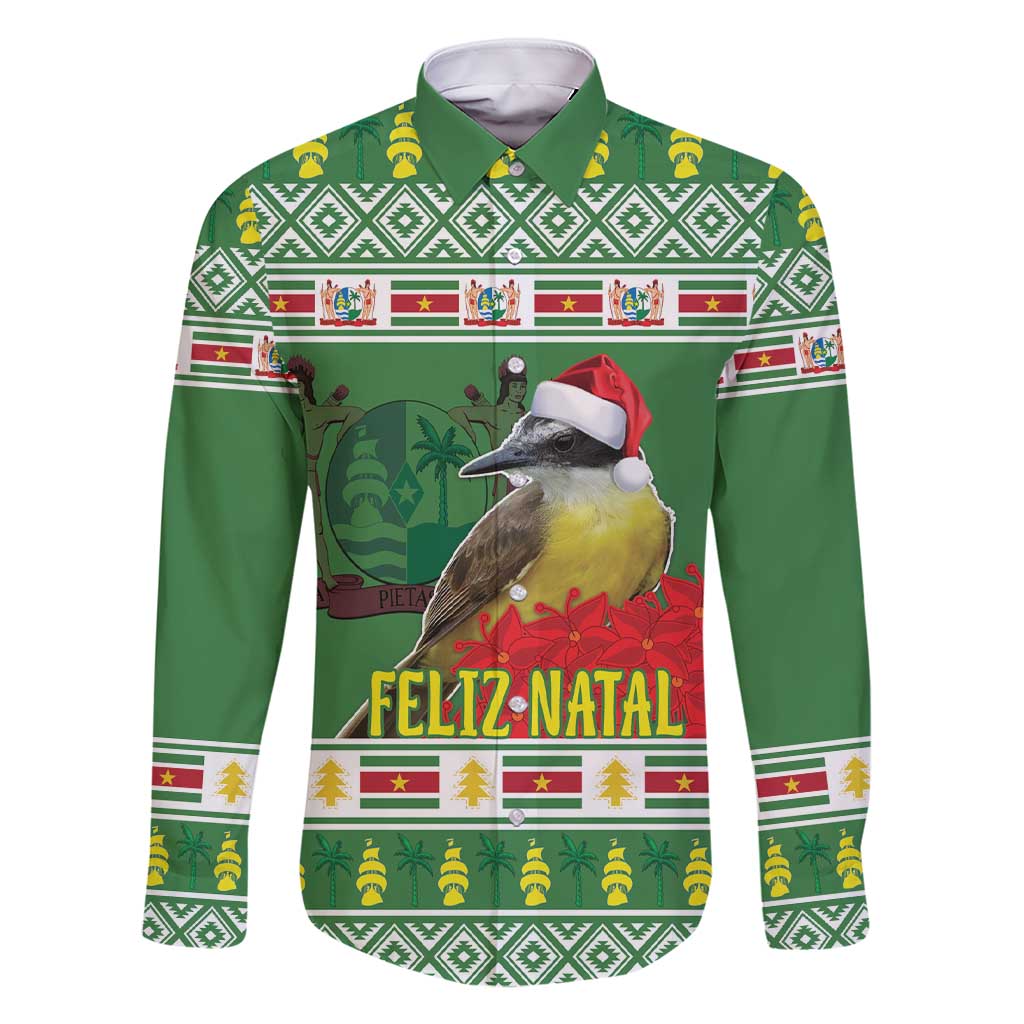 Suriname Christmas Family Matching Short Sleeve Bodycon Dress and Hawaiian Shirt Lesser Kiskadee With White Jungle Geranium - Wonder Print Shop