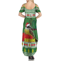 Suriname Christmas Family Matching Summer Maxi Dress and Hawaiian Shirt Lesser Kiskadee With White Jungle Geranium - Wonder Print Shop