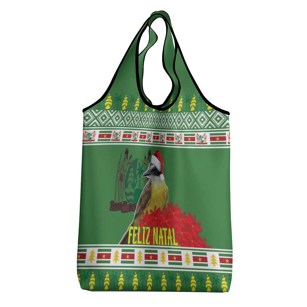 Suriname Christmas Grocery Bag Lesser Kiskadee With White Jungle Geranium
