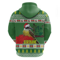 Suriname Christmas Hoodie Lesser Kiskadee With White Jungle Geranium - Wonder Print Shop