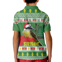 Suriname Christmas Kid Polo Shirt Lesser Kiskadee With White Jungle Geranium - Wonder Print Shop