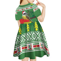 Suriname Christmas Kid Short Sleeve Dress Lesser Kiskadee With White Jungle Geranium - Wonder Print Shop