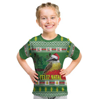 Suriname Christmas Kid T Shirt Lesser Kiskadee With White Jungle Geranium - Wonder Print Shop