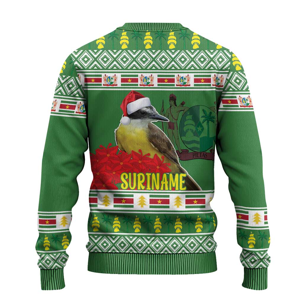Suriname Christmas Ugly Christmas Sweater Lesser Kiskadee With White Jungle Geranium - Wonder Print Shop