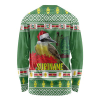 Suriname Christmas Long Sleeve Shirt Lesser Kiskadee With White Jungle Geranium - Wonder Print Shop
