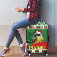 Suriname Christmas Luggage Cover Lesser Kiskadee With White Jungle Geranium - Wonder Print Shop
