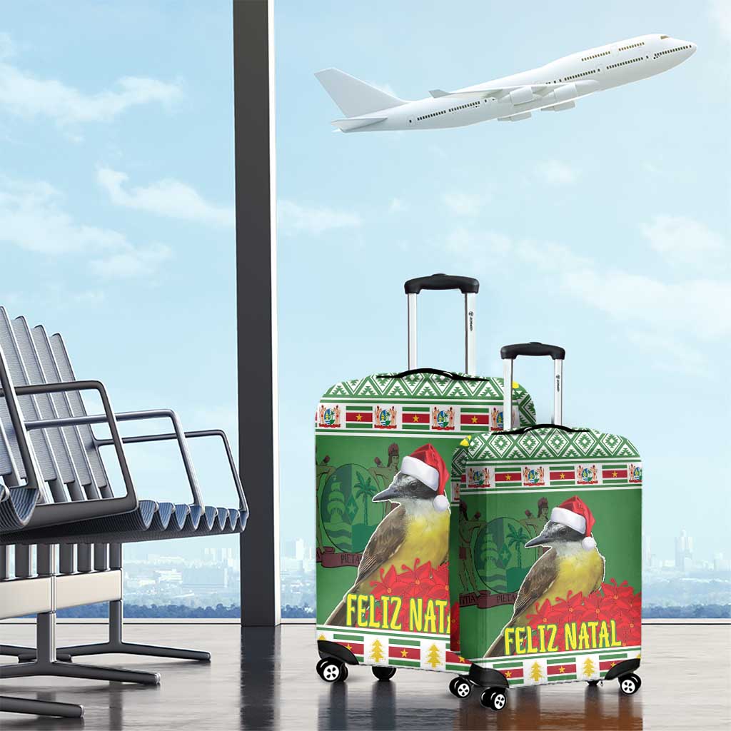 Suriname Christmas Luggage Cover Lesser Kiskadee With White Jungle Geranium - Wonder Print Shop