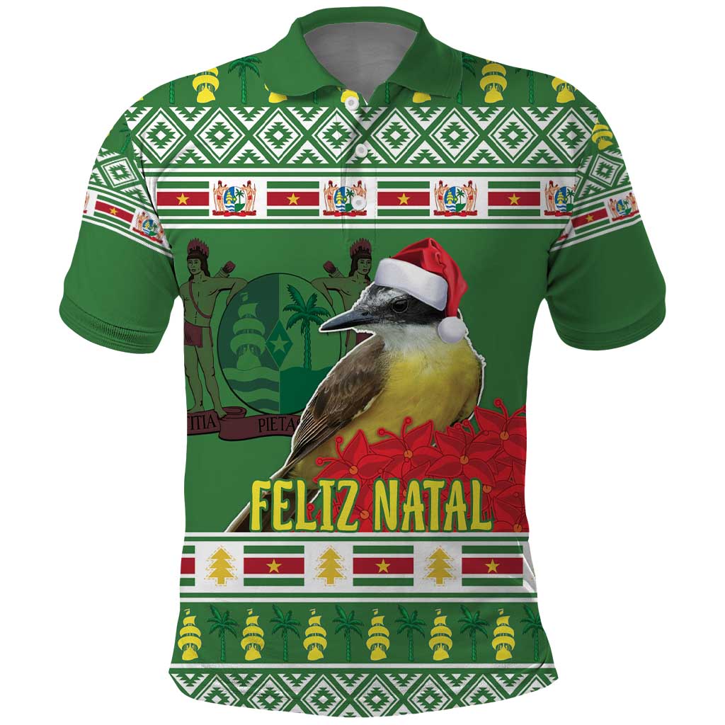 Suriname Christmas Polo Shirt Lesser Kiskadee With White Jungle Geranium - Wonder Print Shop