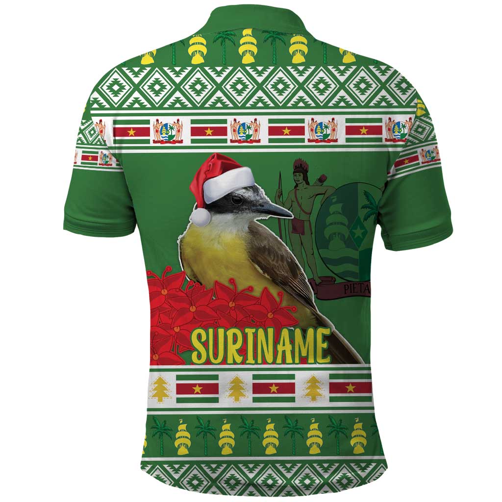 Suriname Christmas Polo Shirt Lesser Kiskadee With White Jungle Geranium - Wonder Print Shop