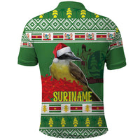 Suriname Christmas Polo Shirt Lesser Kiskadee With White Jungle Geranium - Wonder Print Shop