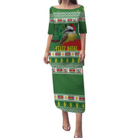 Suriname Christmas Puletasi Lesser Kiskadee With White Jungle Geranium - Wonder Print Shop