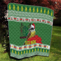 Suriname Christmas Quilt Lesser Kiskadee With White Jungle Geranium - Wonder Print Shop