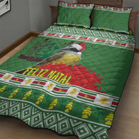 Suriname Christmas Quilt Bed Set Lesser Kiskadee With White Jungle Geranium - Wonder Print Shop