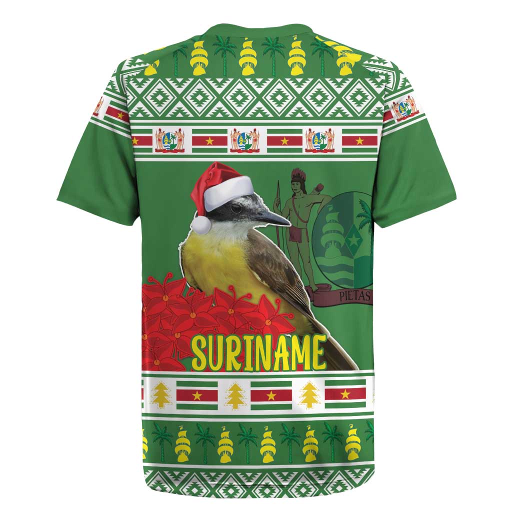 Suriname Christmas Rugby Jersey Lesser Kiskadee With White Jungle Geranium - Wonder Print Shop