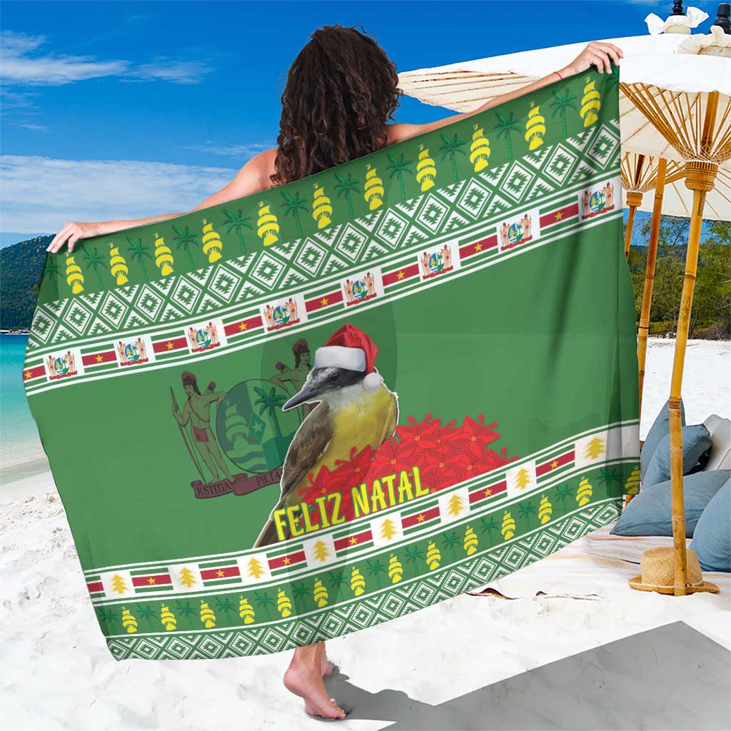 Suriname Christmas Sarong Lesser Kiskadee With White Jungle Geranium - Wonder Print Shop