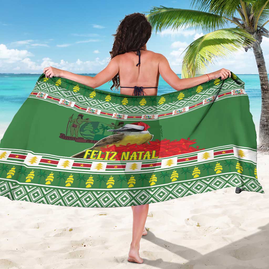 Suriname Christmas Sarong Lesser Kiskadee With White Jungle Geranium - Wonder Print Shop