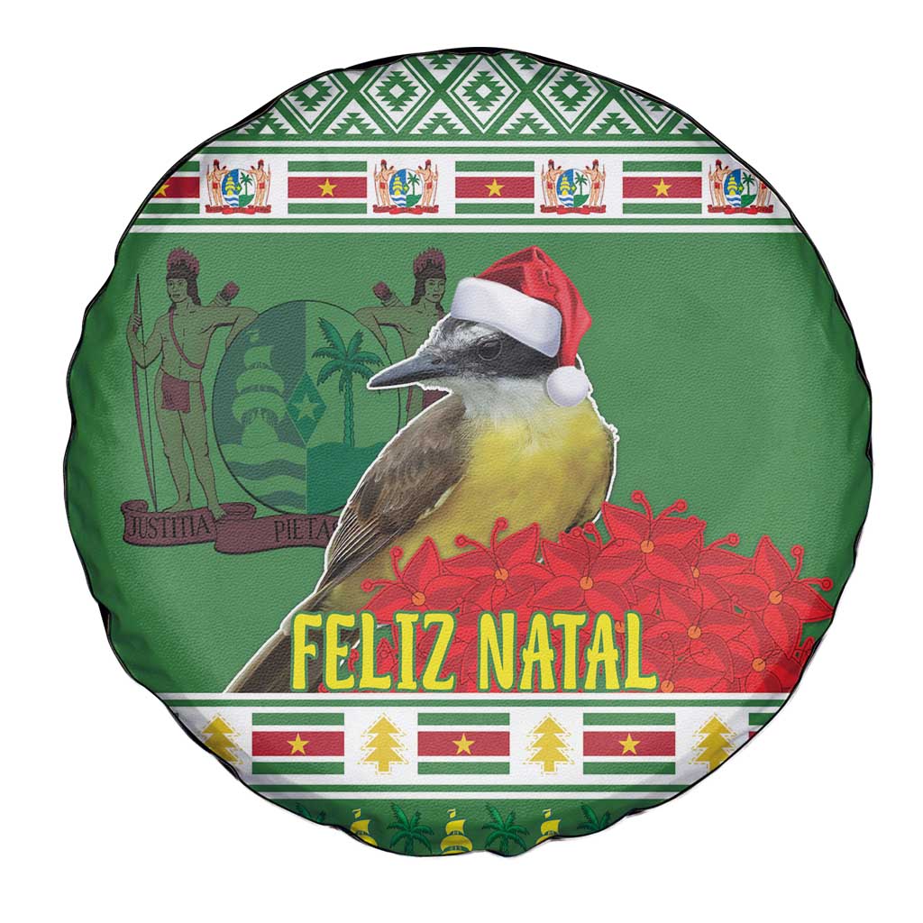 Suriname Christmas Spare Tire Cover Lesser Kiskadee With White Jungle Geranium - Wonder Print Shop