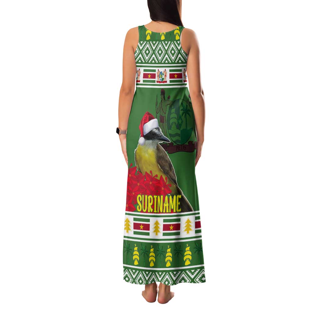Suriname Christmas Tank Maxi Dress Lesser Kiskadee With White Jungle Geranium - Wonder Print Shop