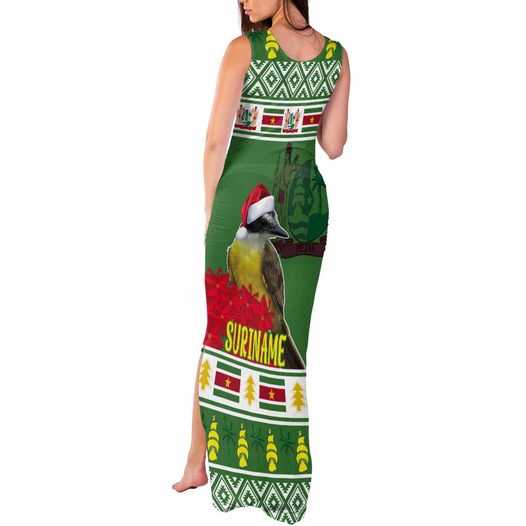 Suriname Christmas Tank Maxi Dress Lesser Kiskadee With White Jungle Geranium - Wonder Print Shop