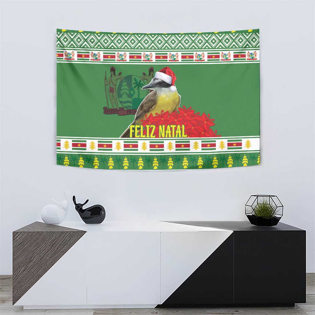 Suriname Christmas Tapestry Lesser Kiskadee With White Jungle Geranium - Wonder Print Shop