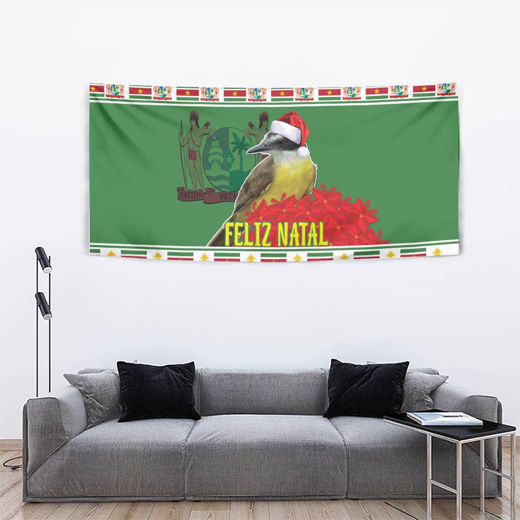 Suriname Christmas Tapestry Lesser Kiskadee With White Jungle Geranium - Wonder Print Shop