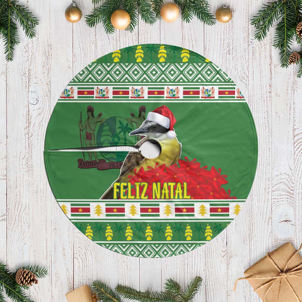Suriname Christmas Tree Skirt Lesser Kiskadee With White Jungle Geranium - Wonder Print Shop