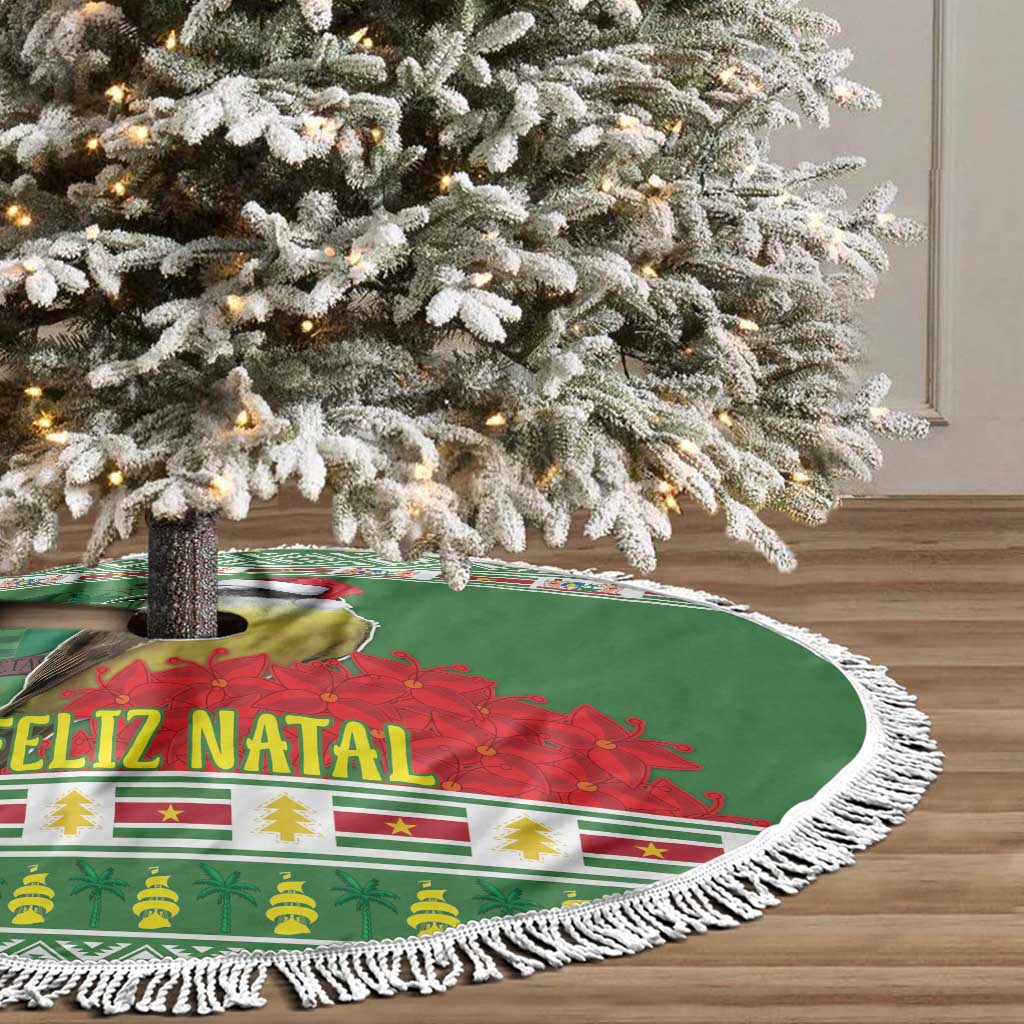 Suriname Christmas Tree Skirt Lesser Kiskadee With White Jungle Geranium - Wonder Print Shop