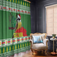 Suriname Christmas Window Curtain Lesser Kiskadee With White Jungle Geranium - Wonder Print Shop