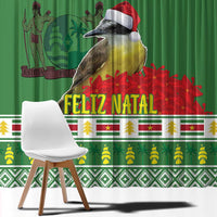 Suriname Christmas Window Curtain Lesser Kiskadee With White Jungle Geranium - Wonder Print Shop