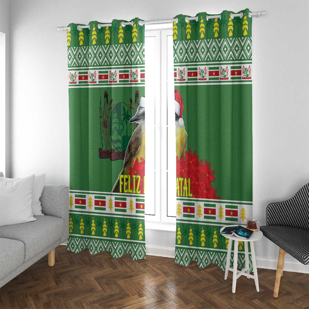 Suriname Christmas Window Curtain Lesser Kiskadee With White Jungle Geranium - Wonder Print Shop
