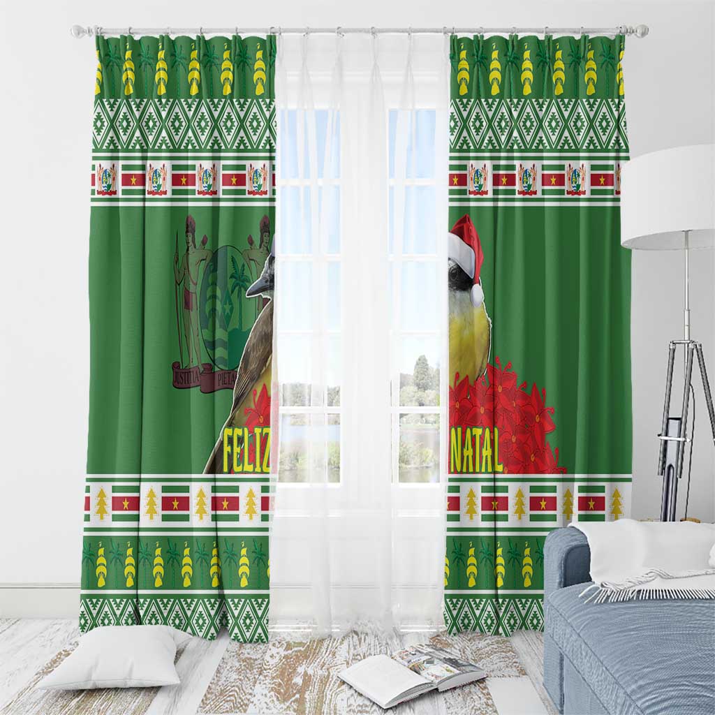 Suriname Christmas Window Curtain Lesser Kiskadee With White Jungle Geranium - Wonder Print Shop