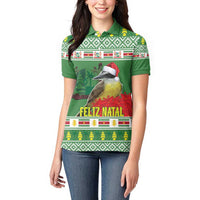 Suriname Christmas Women Polo Shirt Lesser Kiskadee With White Jungle Geranium - Wonder Print Shop